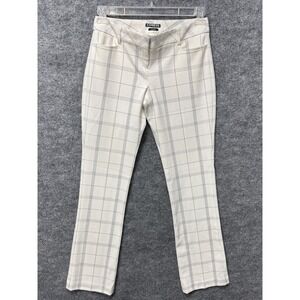 Express Columnist Windowpane Plaid Trousers Classic Mid-Rise Slim Bootcut Pant 2